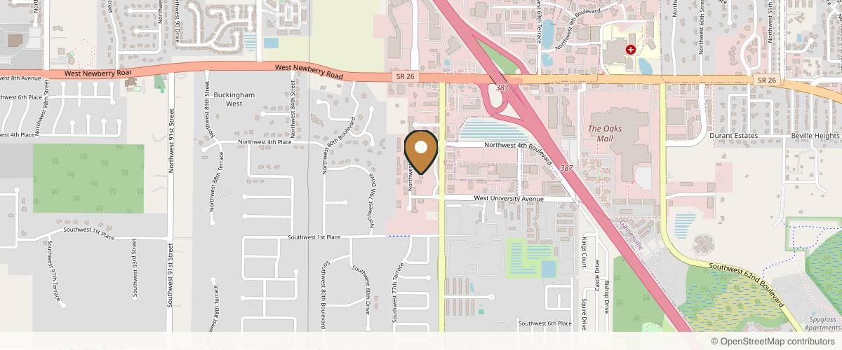 Map showing the exact location of Gaines Plastic Surgery at 217 NW 76 Dr, Gainesville, FL 32607, USA