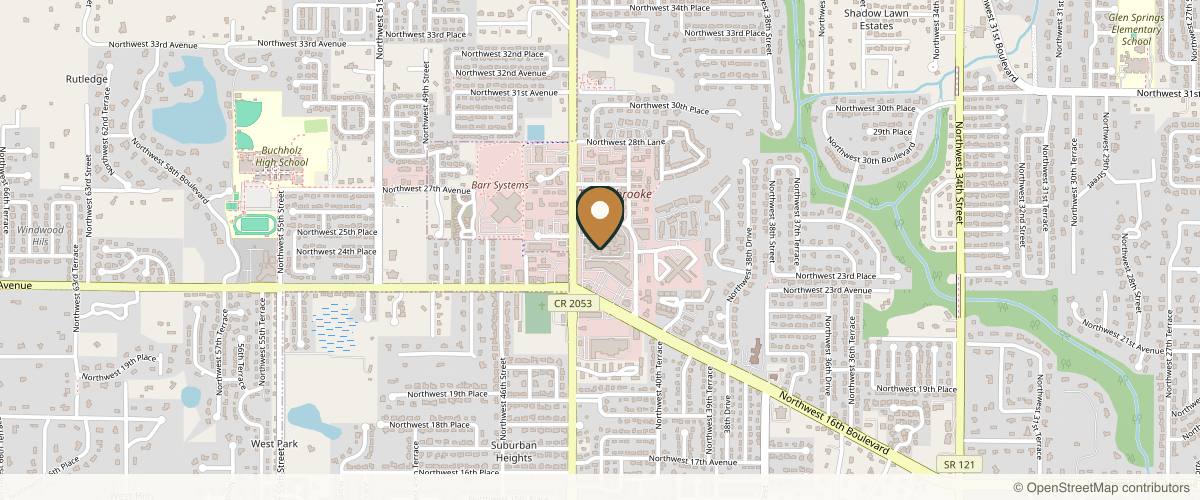 Map showing the exact location of Gainesville Dentistry Co. at 2441 NW 43rd St Ste 16, Gainesville, FL 32606, USA