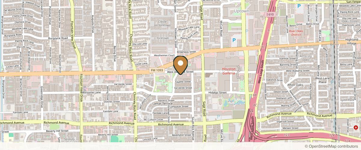Map showing the exact location of Galleria Aesthetics and Wellness at 5373 W Alabama St #120, Houston, TX 77056, USA