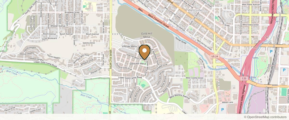 Map showing the exact location of Genesis MedSpa LLC at 142 S Raven Mine Dr #250, Colorado Springs, CO 80905, USA