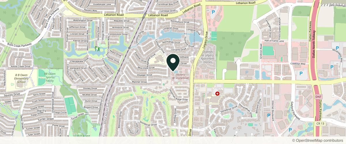 Map showing the exact location of Geneva Med Spa at 3535 Victory Group Way Ste 505, Frisco, TX 75034, USA