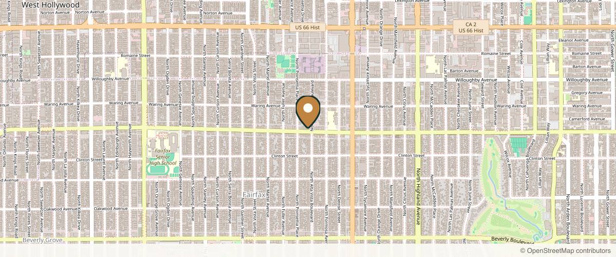 Map showing the exact location of Giffen Health – Injectables & Skin Resurfacing in West Hollywood at 7257 Melrose Ave, West Hollywood, CA 90046, USA