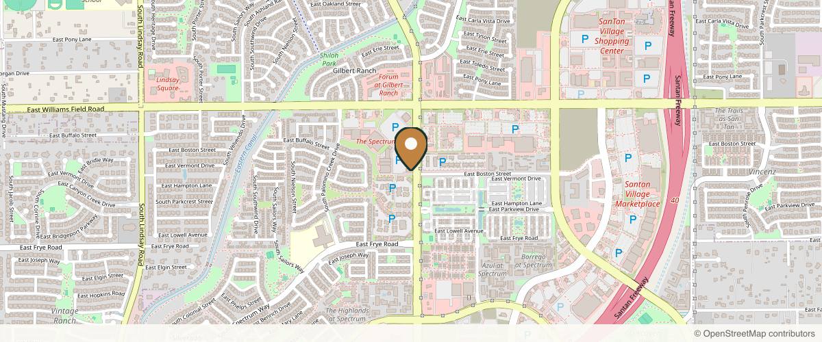 Map showing the exact location of Giovanni Med Spa at 2586 S Val Vista Dr Ste 104, Gilbert, AZ 85295, USA