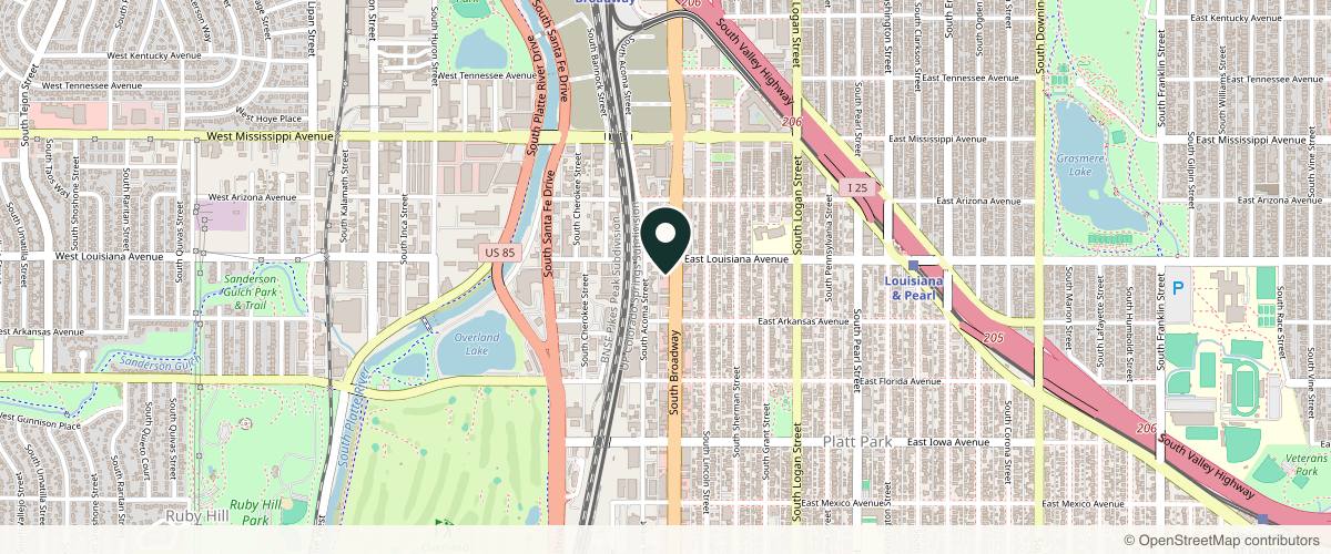 Map showing the exact location of GLAM AESTHETICS at 1321 S Broadway, Denver, CO 80210, USA