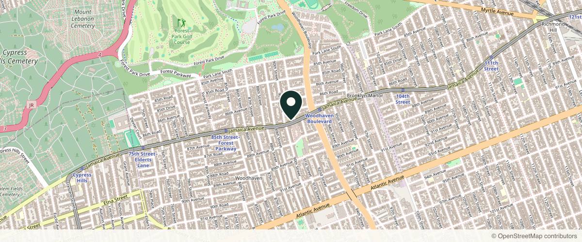 Map showing the exact location of Glam Glow Med Spa at 90-15 Jamaica Ave, Woodhaven, NY 11421, USA