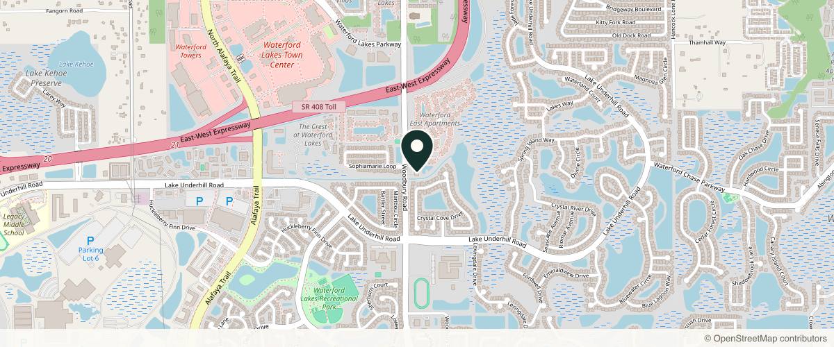 Map showing the exact location of Glam Lab Medical Aesthetics at 801 Woodbury Road #101, Orlando, FL 32828, USA