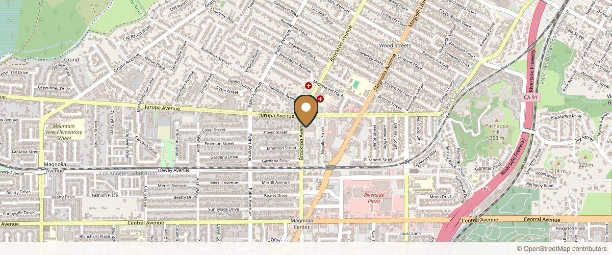 Map showing the exact location of Glam Lab at 6086 Brockton Ave Ste 1, Riverside, CA 92506, USA