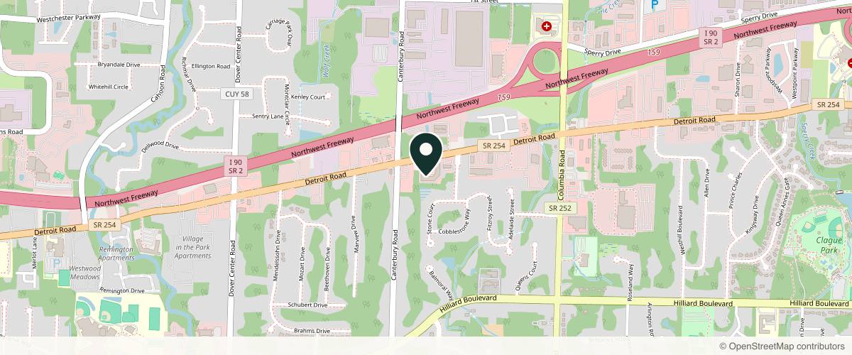Map showing the exact location of Glamour Luxe Aesthetics at 26167 Detroit Rd, Westlake, OH 44145, USA