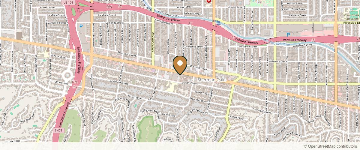 Map showing the exact location of Glass Aesthetics Med Spa at 14708 Ventura Boulevard Second Floor, #22, Sherman Oaks, CA 91403, USA