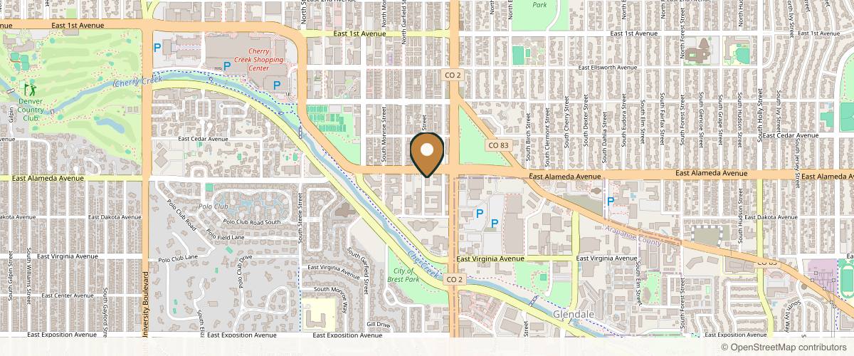 Map showing the exact location of Gleam Medical Spa at 300 S Jackson St #100, Denver, CO 80209, USA