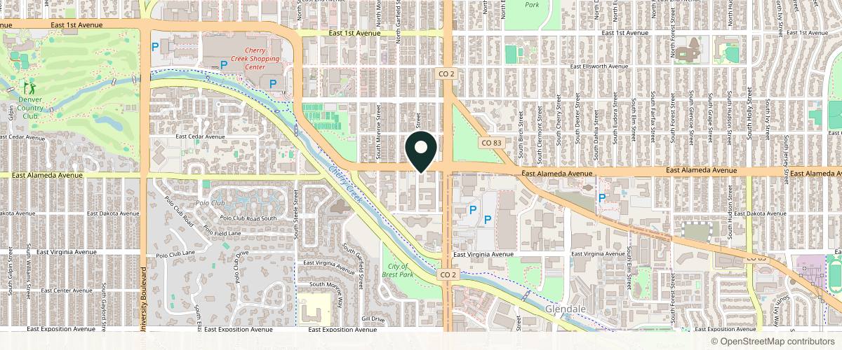 Map showing the exact location of Gleam Medical Spa at 300 S Jackson St #100, Denver, CO 80209, USA