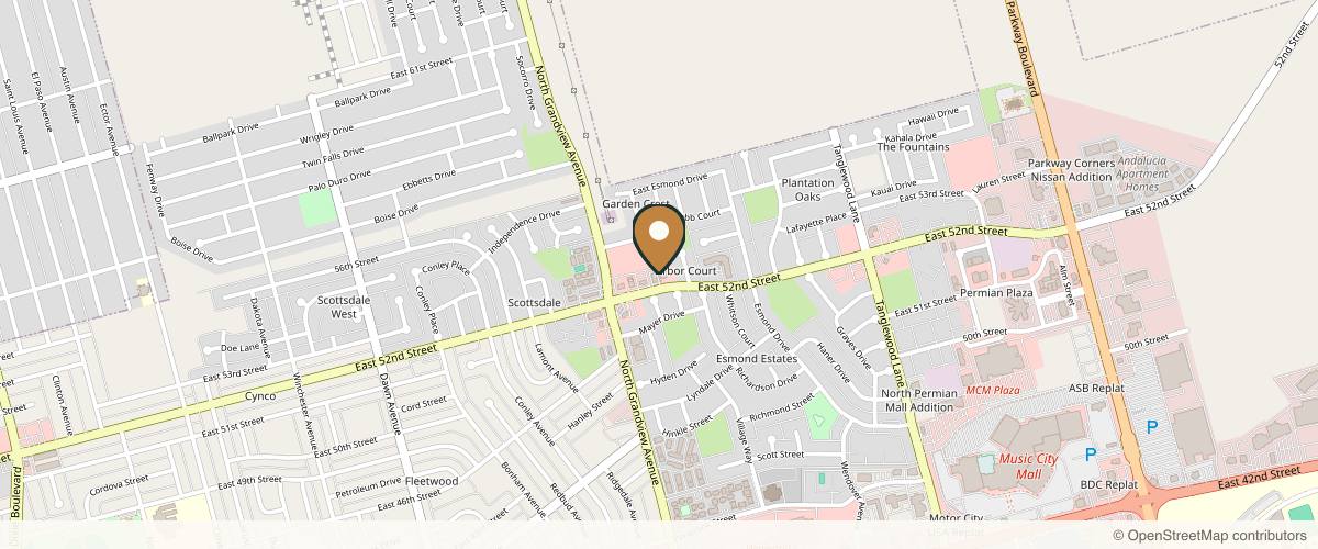 Map showing the exact location of Glo Laser Lounge at 3815 E 52nd St, Odessa, TX 79762, USA
