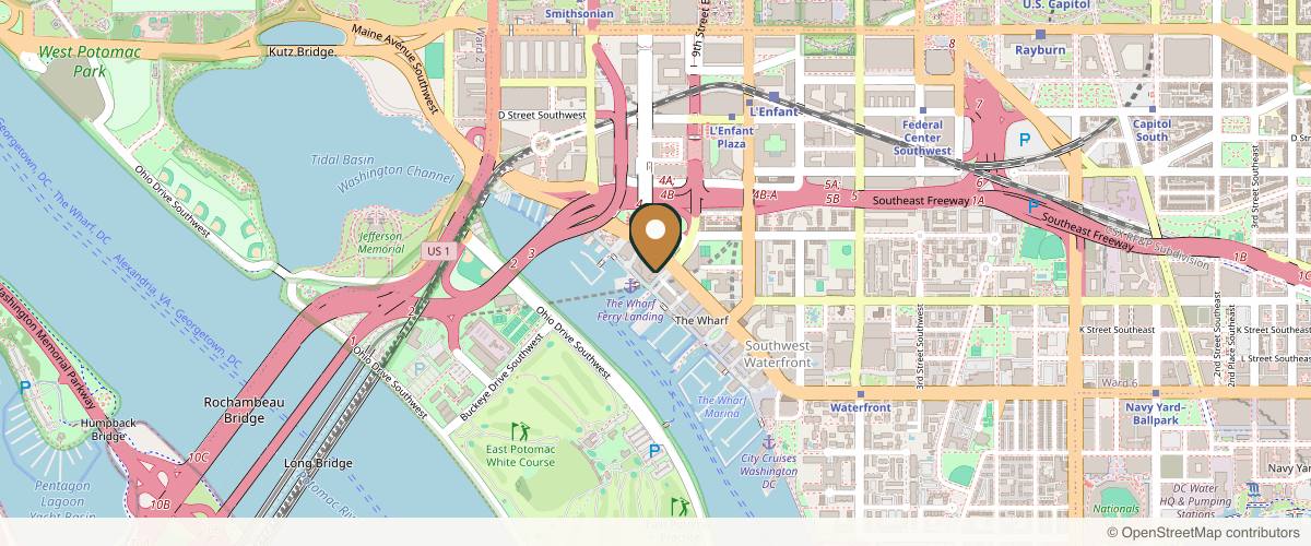 Map showing the exact location of GLO30 District Wharf Washington DC at 40 District Square SW #215, Washington, DC 20024, USA