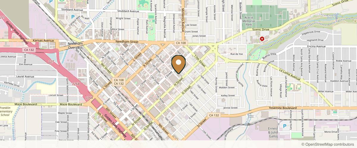 Map showing the exact location of Globalesque Aesthetics at 814 14th St Ste E, Modesto, CA 95354, USA