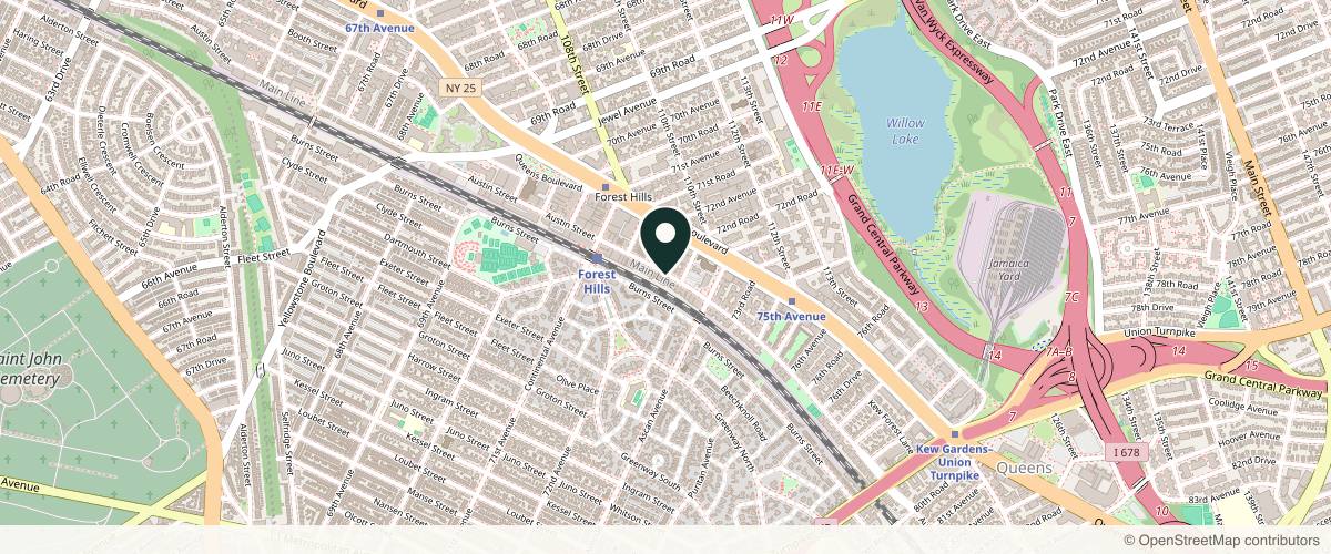 Map showing the exact location of Glow Aesthetics & Med Spa NYC at 72-10 Austin St #4, Forest Hills, NY 11375, USA