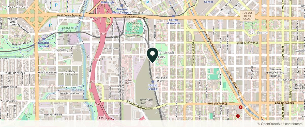 Map showing the exact location of Glow Garden Aesthetics at 1111 Osage St Unit 12, Denver, CO 80204, USA