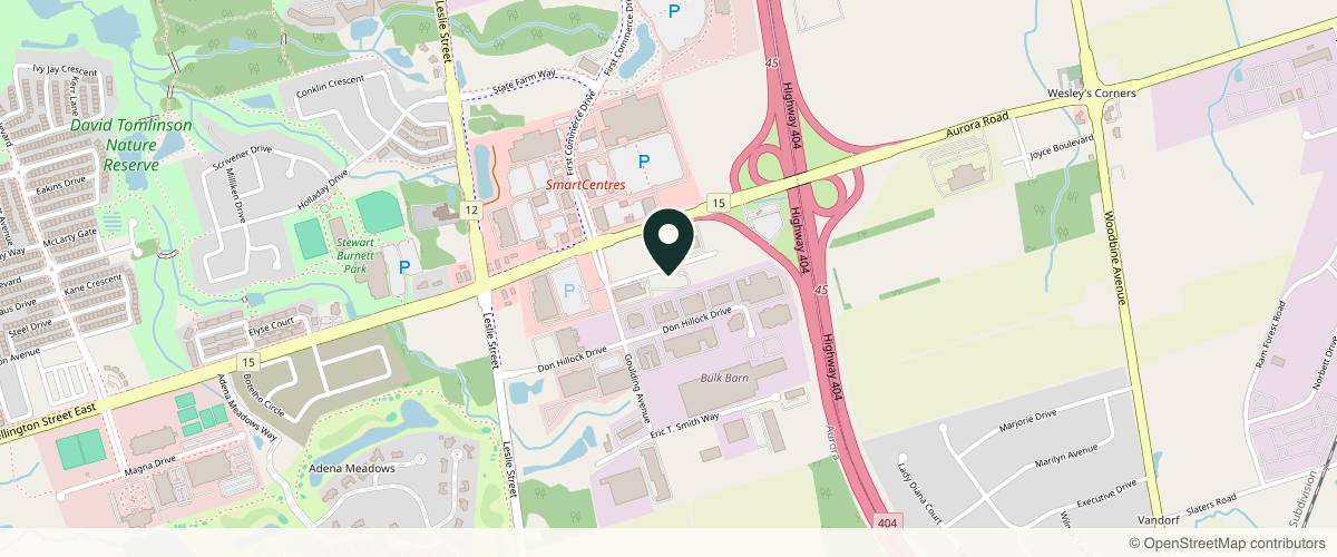 Map showing the exact location of Glow Med Clinic at 35 Sunday Dr Unit #114, Aurora, ON L4G 4B7, Canada