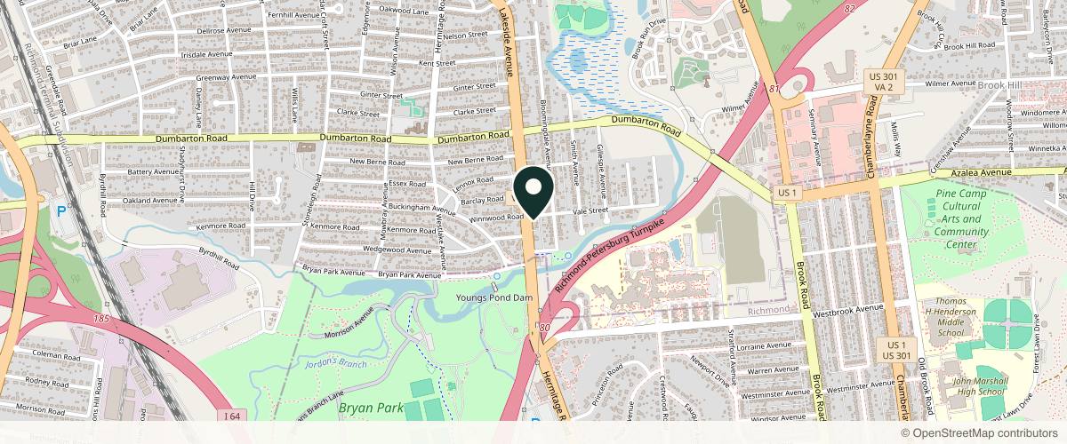 Map showing the exact location of Glow Med Spa at 5109 Lakeside Ave, Richmond, VA 23228, USA