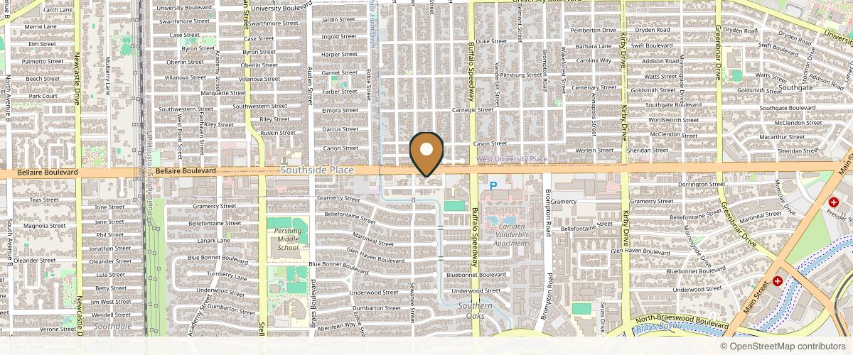 Map showing the exact location of Glow Medical Aesthetics at 3429 W Holcombe Blvd, Houston, TX 77025, USA