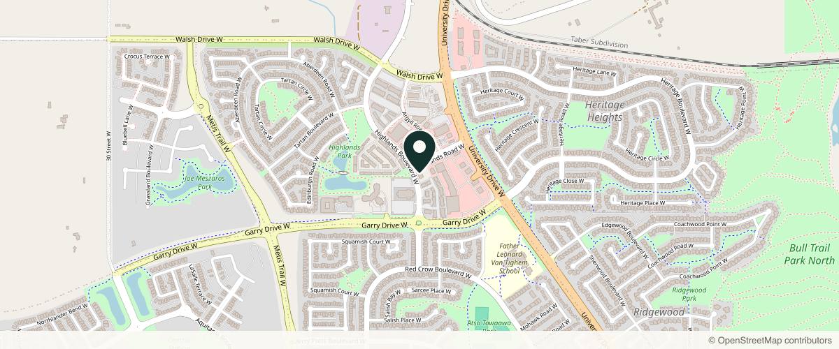 Map showing the exact location of Glow Medical Aesthetics at 525 Highlands Blvd W #20, Lethbridge, AB T1J 4V3, Canada