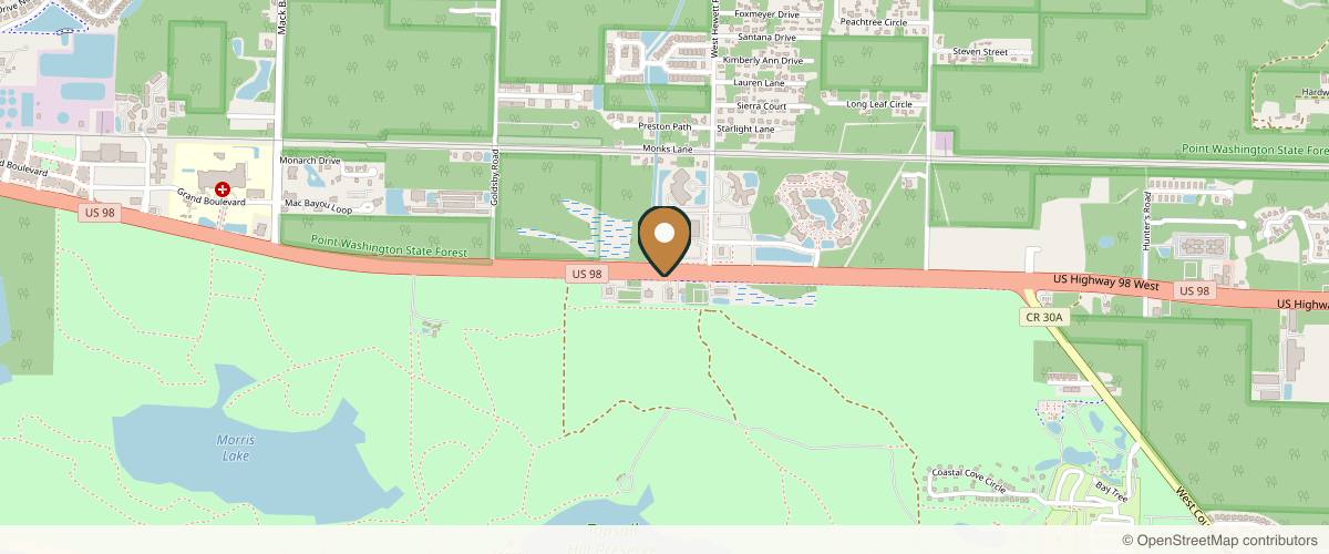 Map showing the exact location of GLOW Medspa & Wellness at 6757 US-98 Suite 202B, Santa Rosa Beach, FL 32459, USA