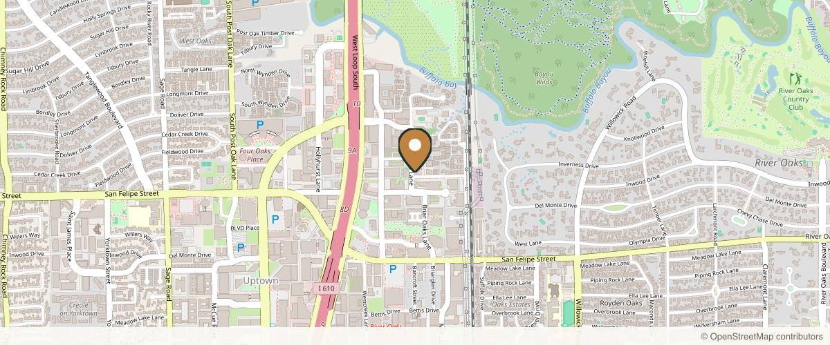 Map showing the exact location of Glow Medspa Houston at 19 Briar Hollow Ln #115, Houston, TX 77027, USA