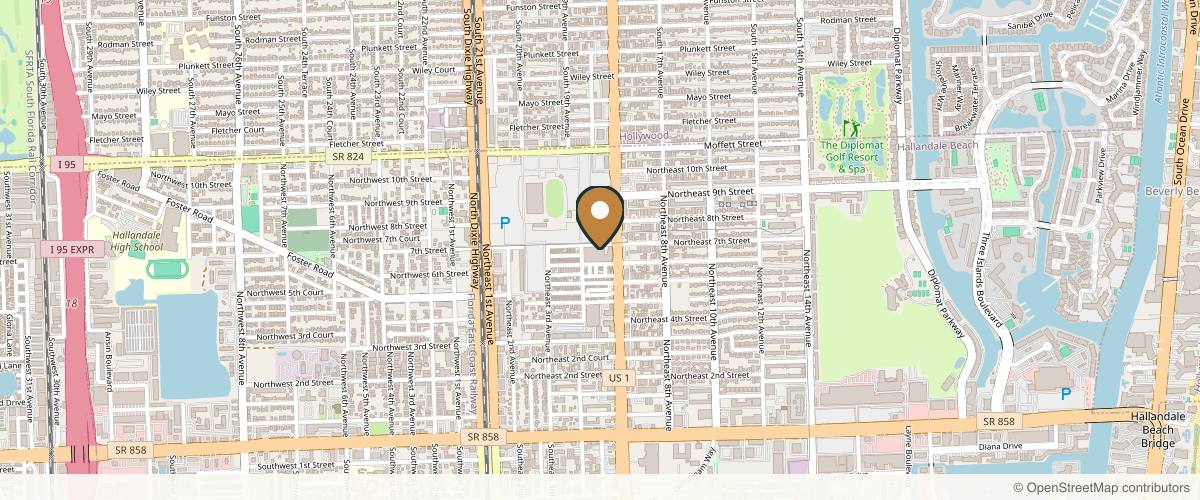 Map showing the exact location of Glow Medspa at 601 N Federal Hwy #202, Hallandale Beach, FL 33009, USA