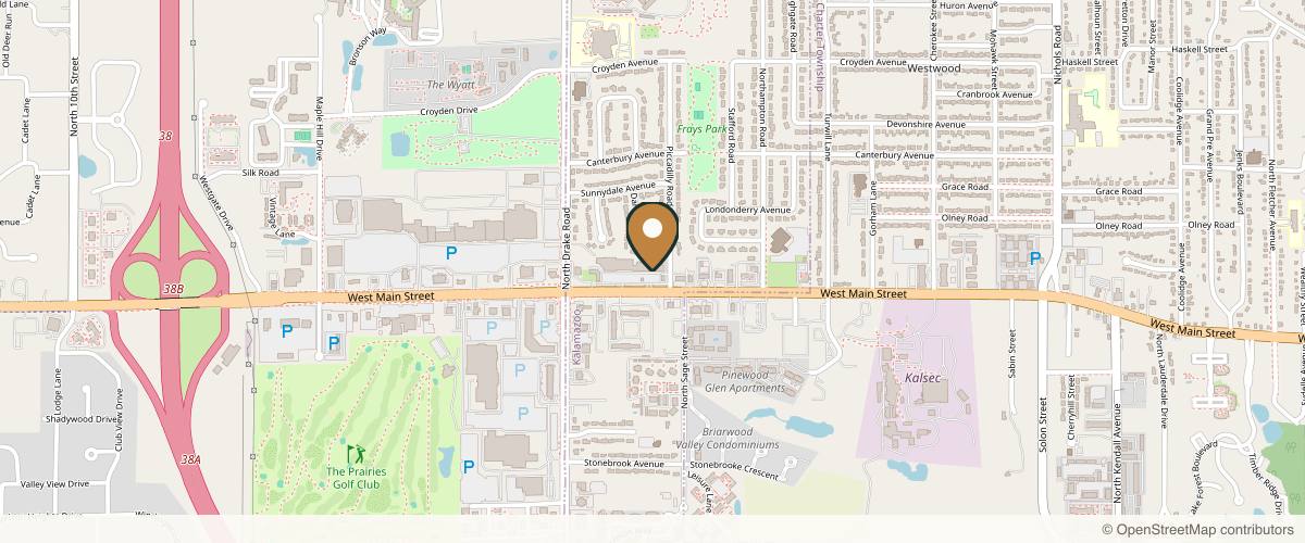 Map showing the exact location of Glow Up Aesthetics at 4506 W Main St, Kalamazoo, MI 49009, USA