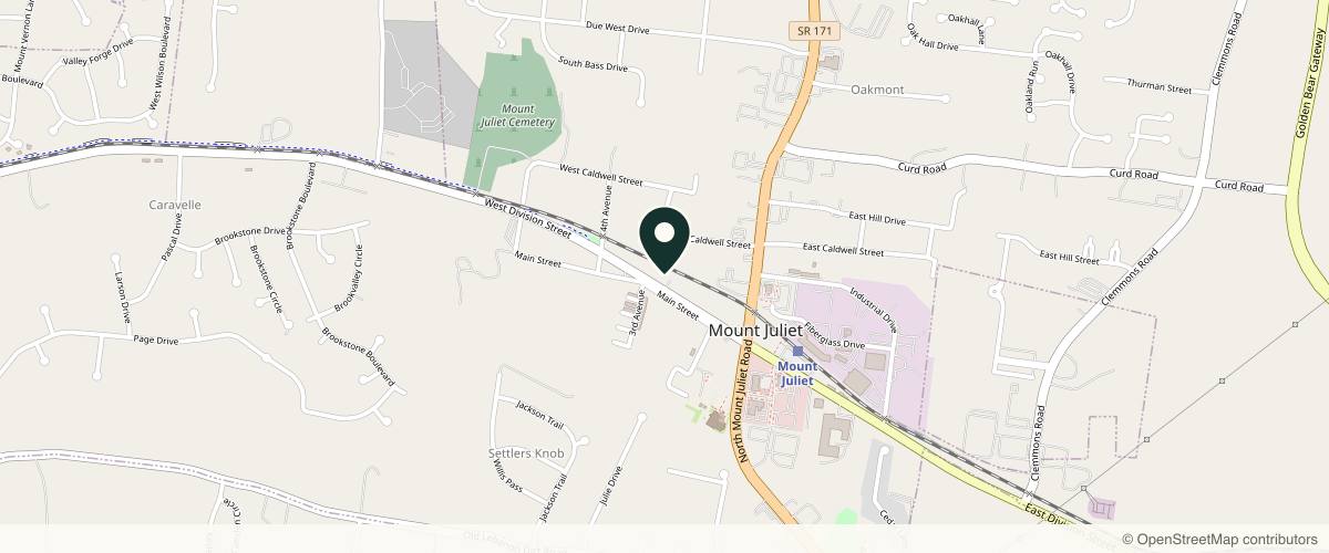 Map showing the exact location of Glow Wilco Aesthetics + Wellness at 216 W Division St, Mt. Juliet, TN 37122, USA