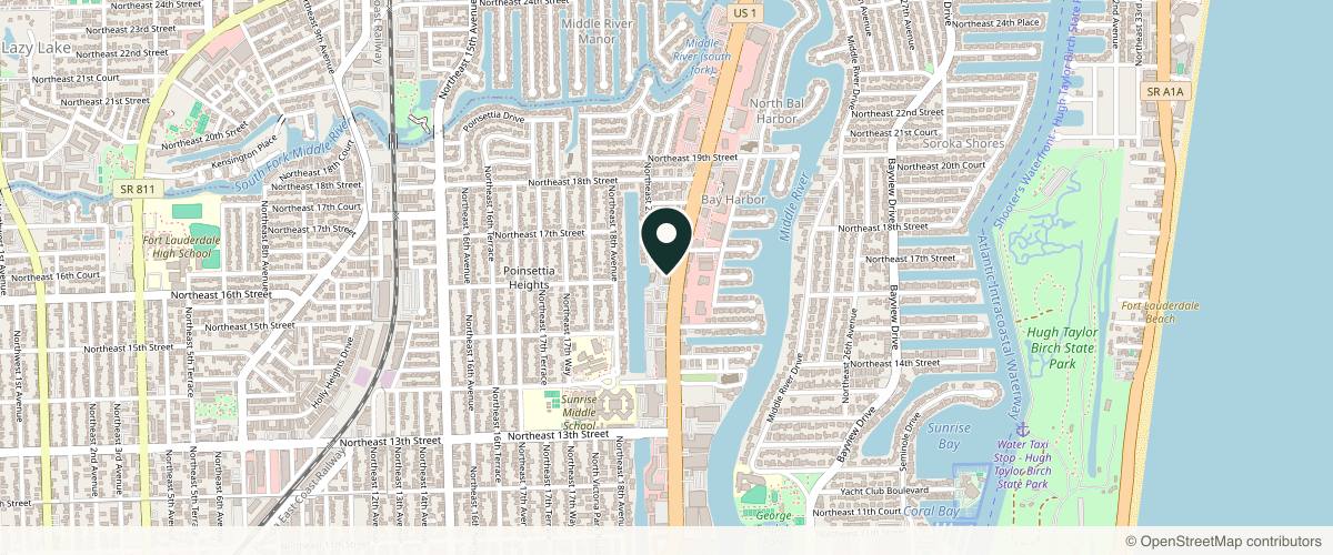 Map showing the exact location of Glowing Skin Face & Body Care Med Spa at 1583 N Federal Hwy, Fort Lauderdale, FL 33304, USA