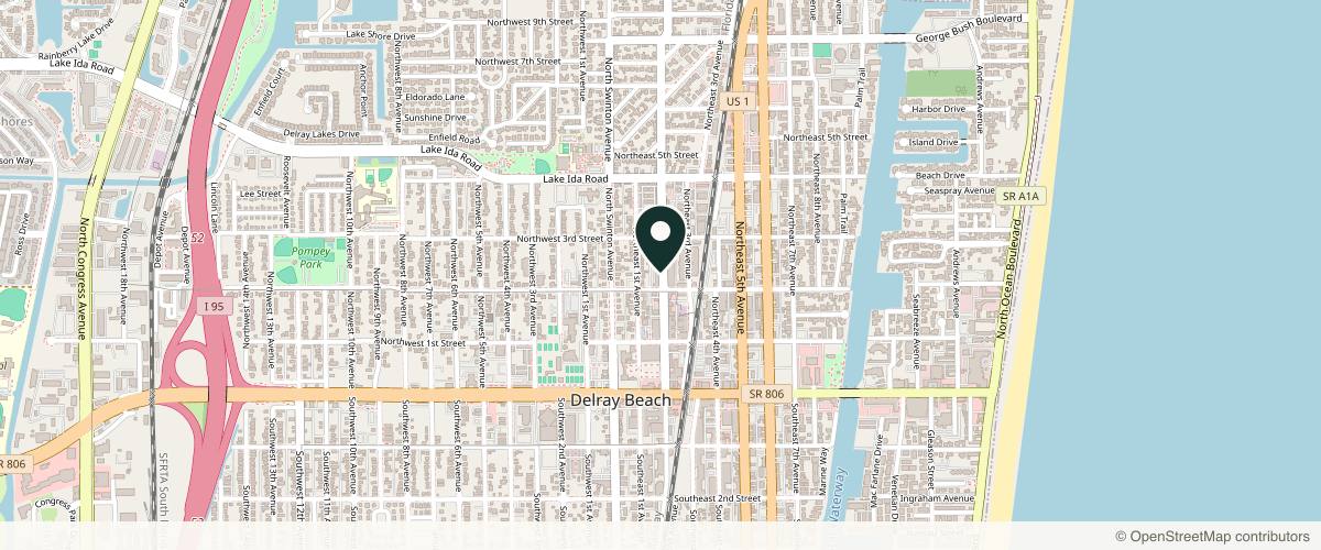 Map showing the exact location of Gold Dermatology at 200 NE 2nd Ave #105, Delray Beach, FL 33444