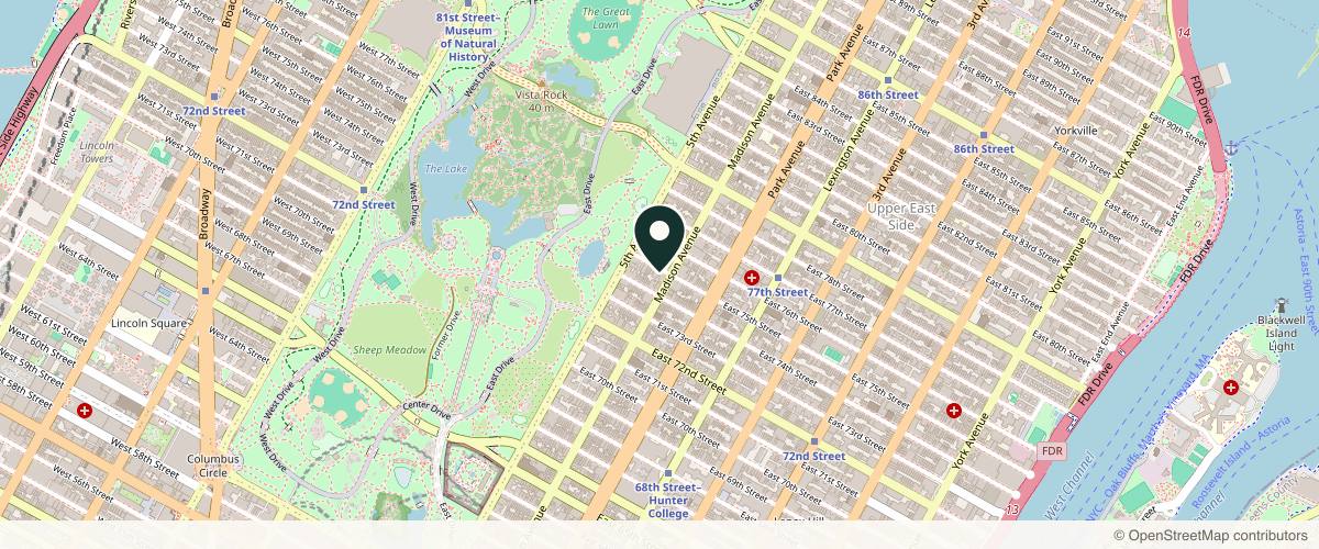 Map showing the exact location of Goldenberg Dermatology - Gary Goldenberg, MD & Kristina Goldenberg, MD at 14 E 75th St, New York, NY 10021