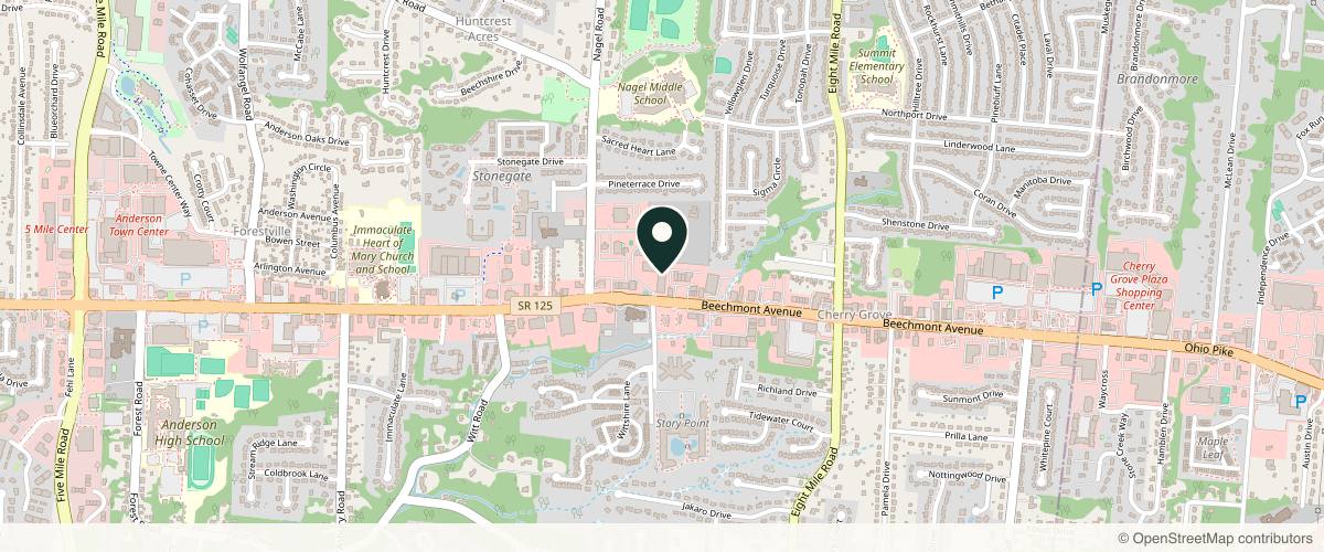 Map showing the exact location of Grace and Glam Medical Spa at 8130 Beechmont Ave, Cincinnati, OH 45255, USA