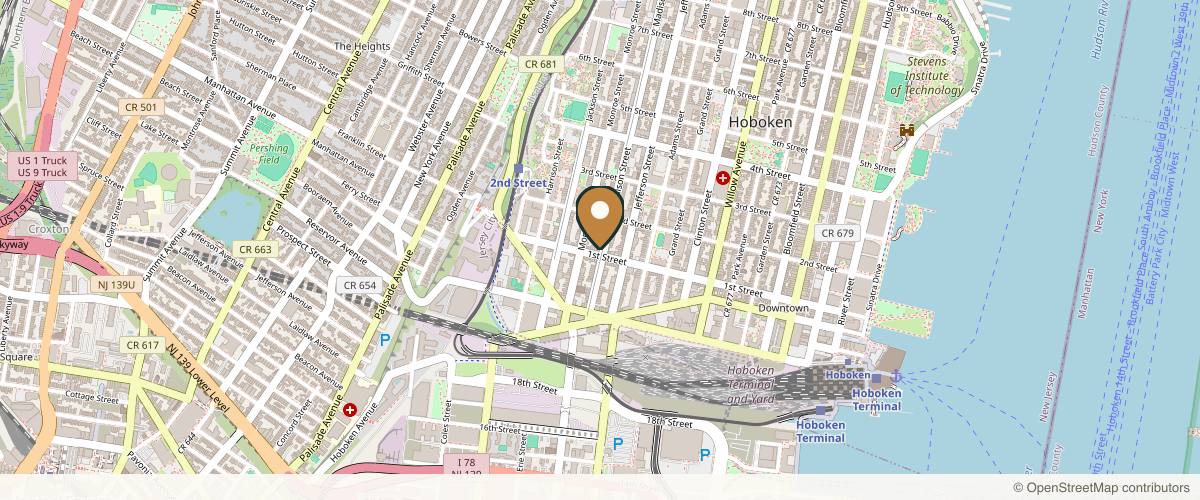 Map showing the exact location of Graceful Skin and Body Spa at 100 Madison St, Hoboken, NJ 07030, USA