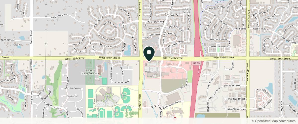 Map showing the exact location of Graceology Med Spa at 8077 W 159th St, Overland Park, KS 66223, USA