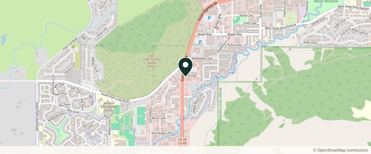 Map showing the exact location of Grand Aesthetics at 988 US-89, Jackson, WY 83001, USA