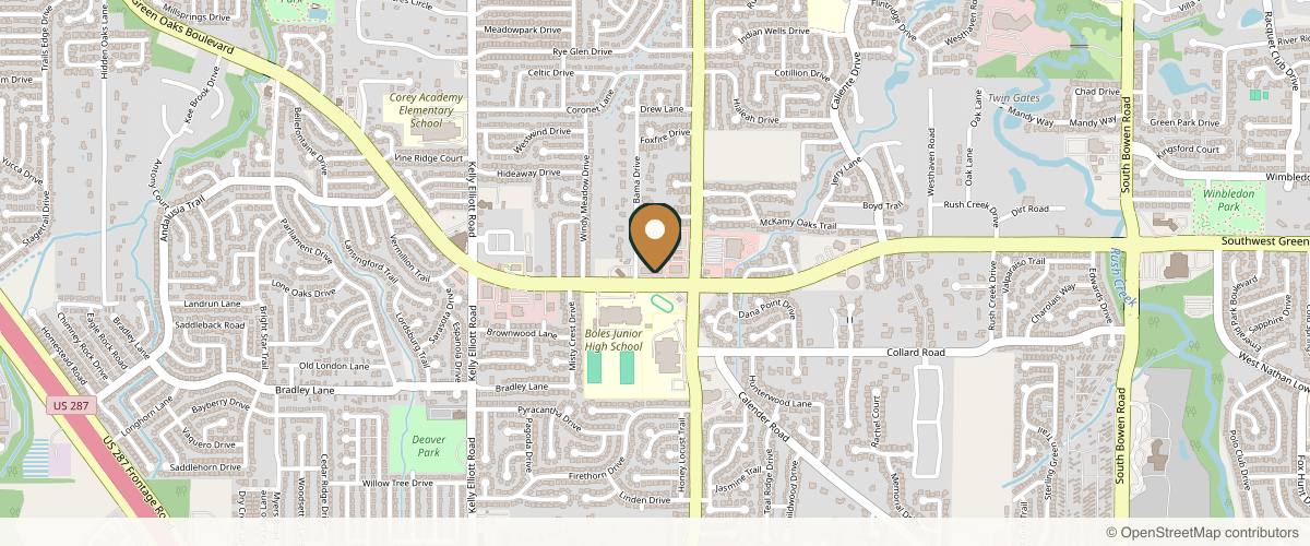 Map showing the exact location of Great Skin Spa Skincare & Facial Club at 3851 SW Green Oaks Blvd, Arlington, TX 76017, USA