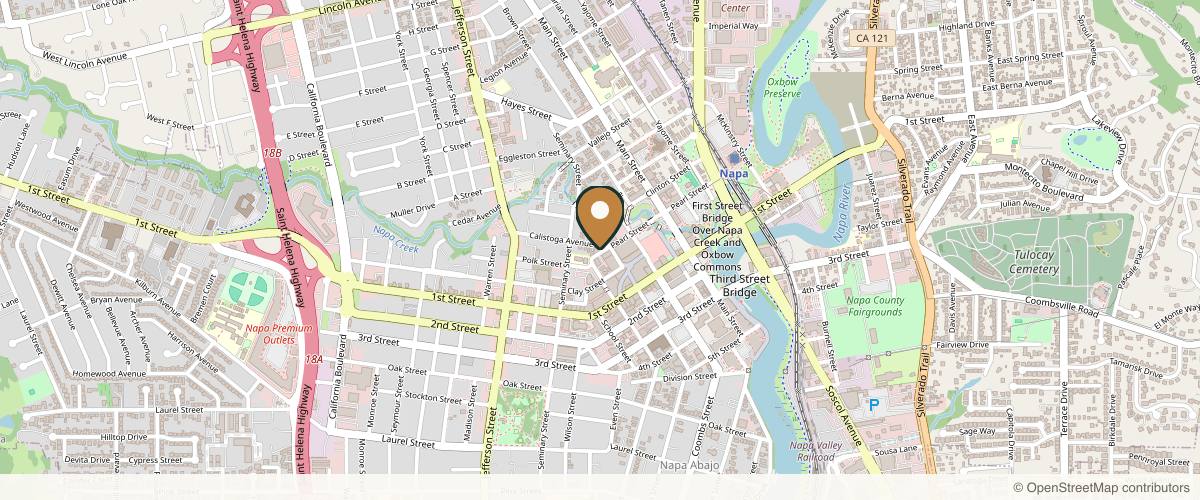 Map showing the exact location of Greenhaus Day Spa at 1300 Pearl St, Napa, CA 94559, USA