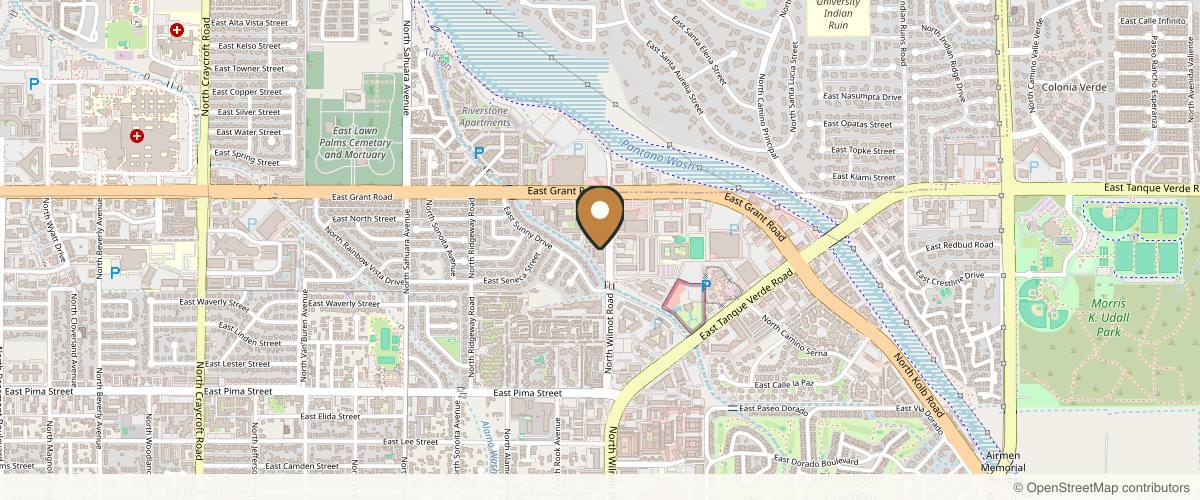 Map showing the exact location of Greenspring Aesthetics at 6296 E Grant Rd Ste 130, Tucson, AZ 85712, USA