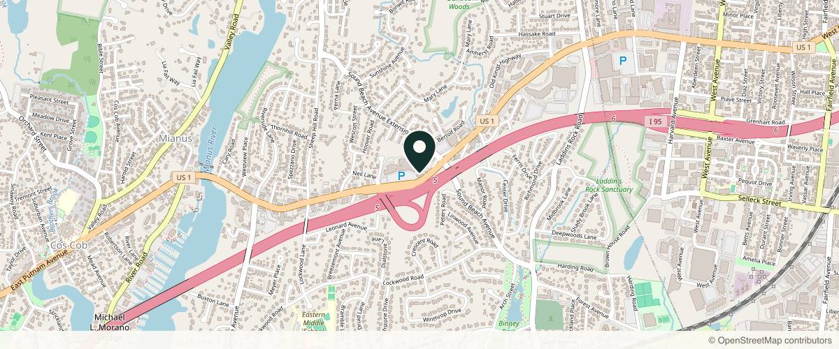 Map showing the exact location of Greenwich Medical Spa at 1285 E Putnam Ave, Riverside, CT 06878, USA