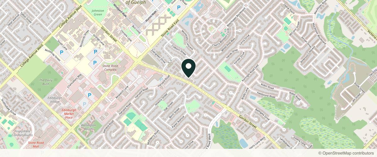 Map showing the exact location of Guelph Facial Plastics at 834 Gordon St, Guelph, ON N1G 1Y7, Canada