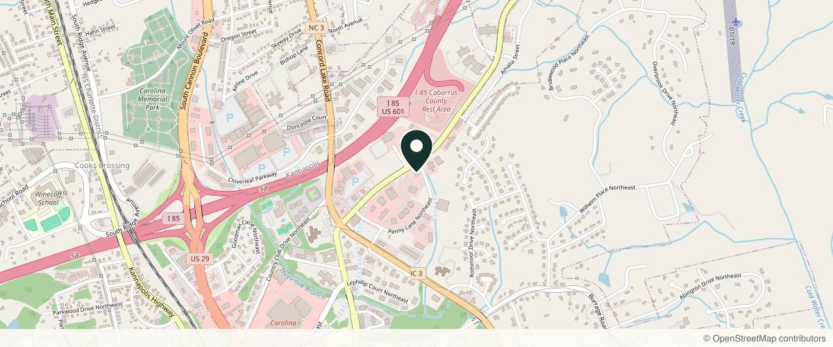 Map showing the exact location of H/K/B Cosmetic Surgery at 398 Copperfield Blvd NE, Concord, NC 28025, USA