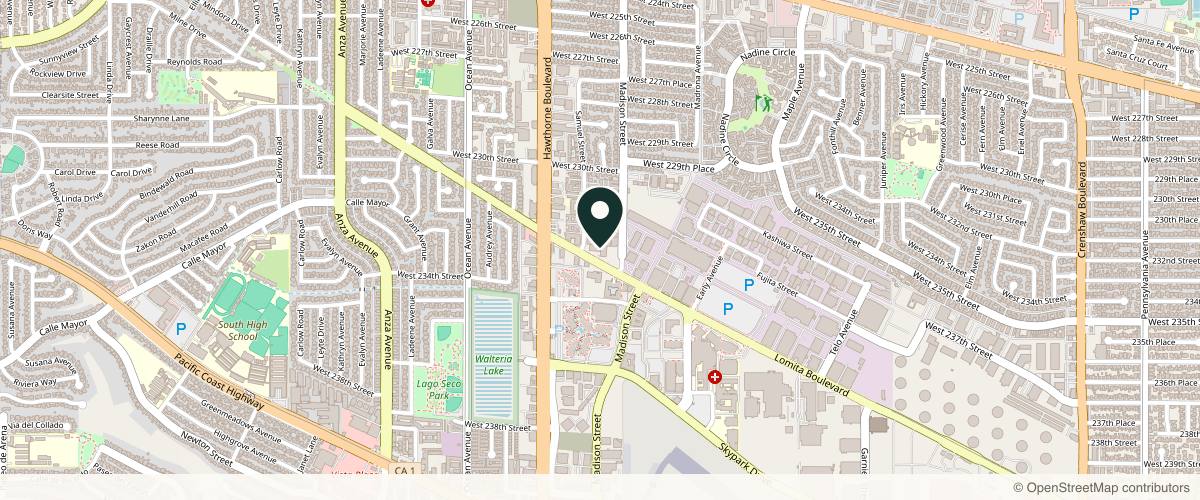 Map showing the exact location of Hala Koudsi | Advanced Dermatology Institute at 3655 Lomita Blvd #215, Torrance, CA 90505