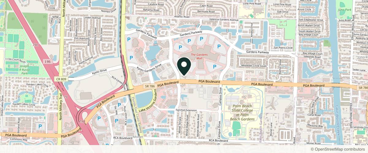 Map showing the exact location of Hamilton Aesthetics at 3399 PGA Blvd #450, Palm Beach Gardens, FL 33410, USA