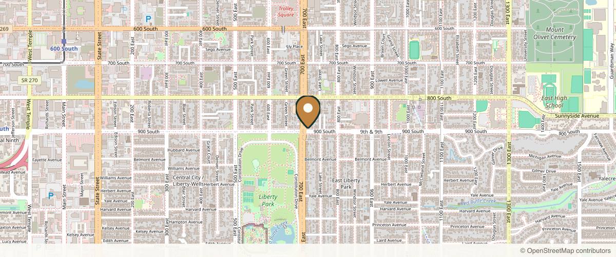 Map showing the exact location of Haus of Aesthetics Salt Lake City at 705 E 900 S #100, Salt Lake City, UT 84105, USA
