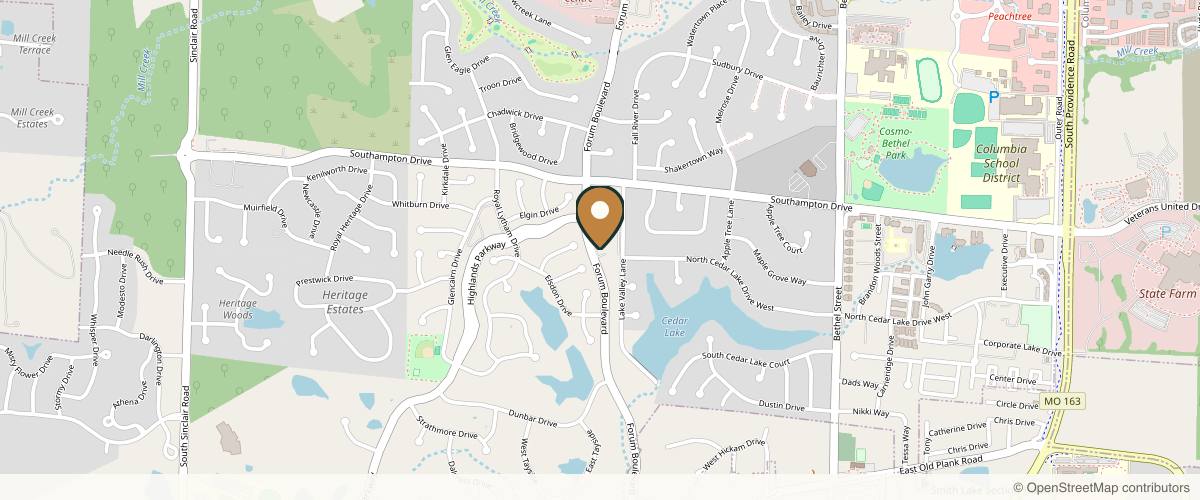 Map showing the exact location of Haven Medical Spa at 4718 Forum Blvd, Columbia, MO 65203, USA