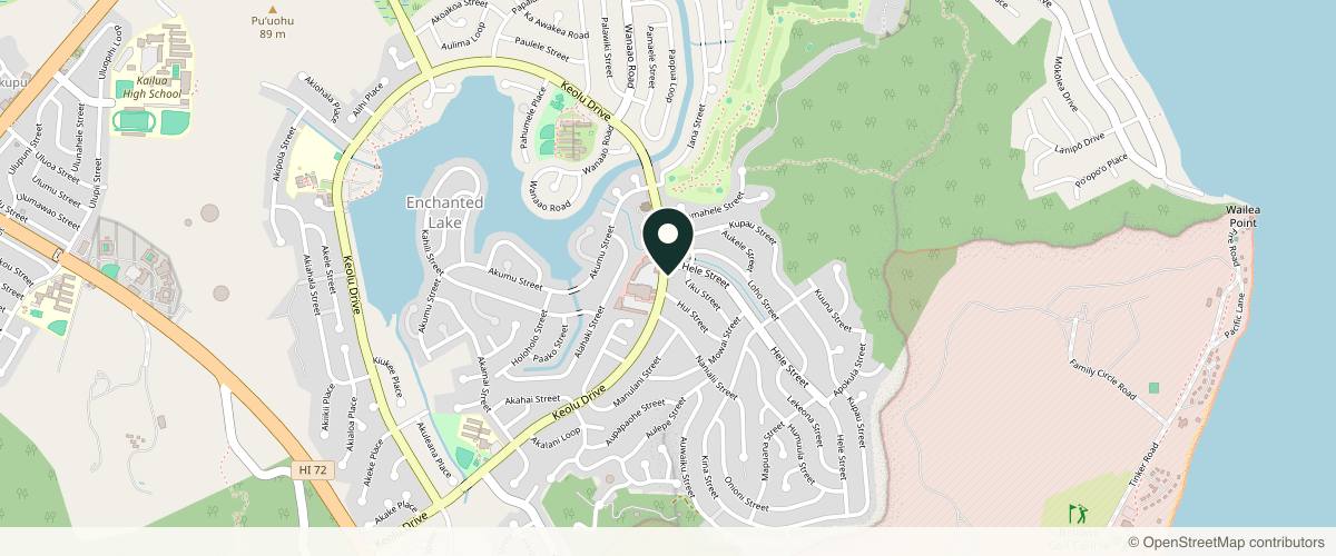 Map showing the exact location of Hawaiian Islands Dermatology at 1051 Keolu Dr #107, Kailua, HI 96734