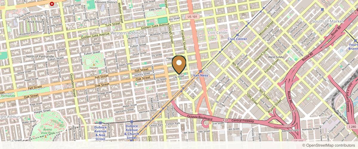 Map showing the exact location of Hayes Valley Medical Esthetics – Hayes Valley at 182 Gough St, San Francisco, CA 94102, USA