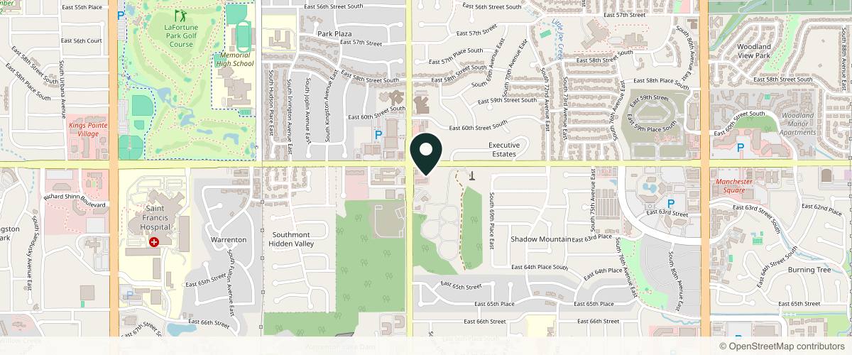 Map showing the exact location of HE Med Spa at 6125 S Sheridan Rd Ste A, Tulsa, OK 74133, USA