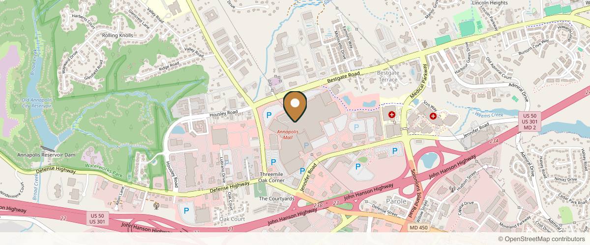 Map showing the exact location of Healing Asian Spa at 1400 Annapolis Mall Rd, Annapolis, MD 21401, USA